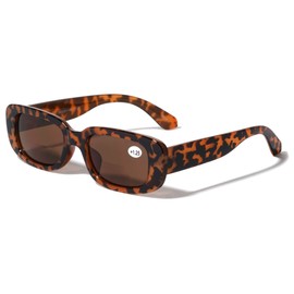 V.W.E. BIFOCAL Women Bold Rectangular Reading Sunglasses - Leaopard Print Outdoor Reader (Tortoise, 3.00, multiplier_x)