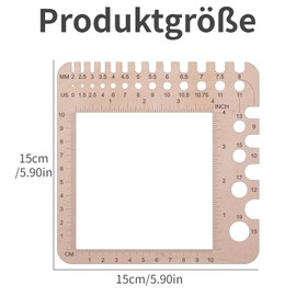 Yuiturt 1 Stück Knitting Needle Gauge 2 mm – 15 mm, Maschenprobe Zählrahmen, Stricknadel-Lineal, Nadelmaß für Häkelnadeln Stricknadelmaß Knitting Strickwerkzeug Nadellehre