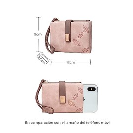 Cartera De Mujer, Grande Monedero Billetera Doble Linda Delgada Unico Piel Regalo Original Niñas Damas Monedero De Gran Capacidad(Rosa, D)