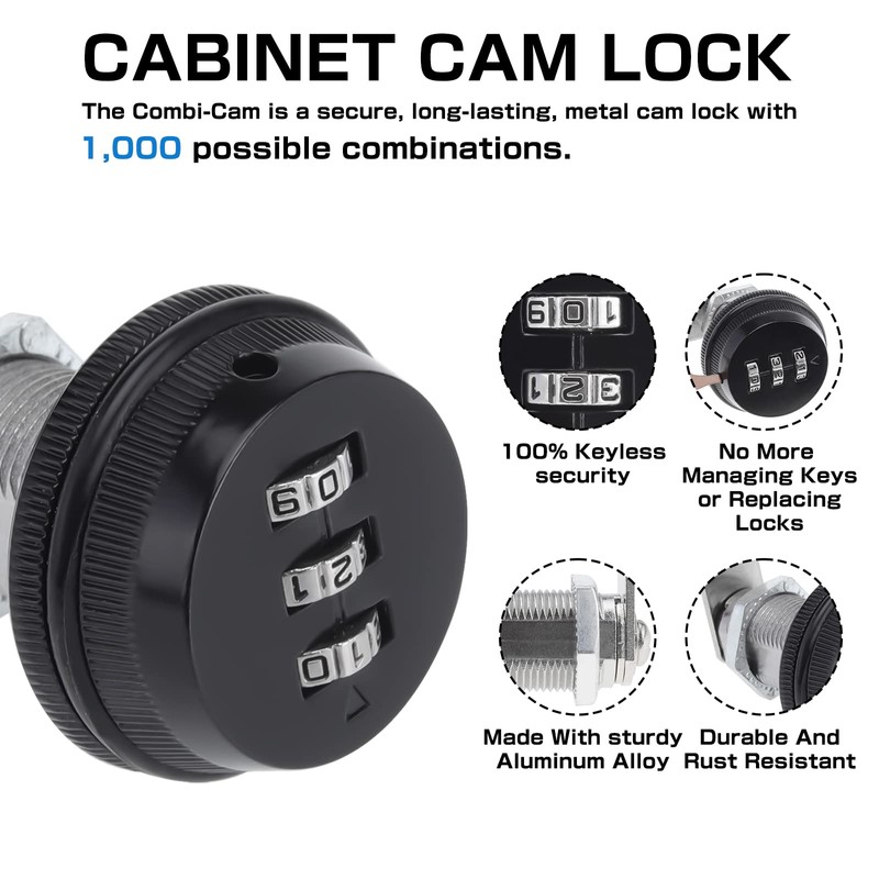 RealPlus 6 Pack Combination Cam Lock 1-1/8" Cylinder Coded Cabinet
