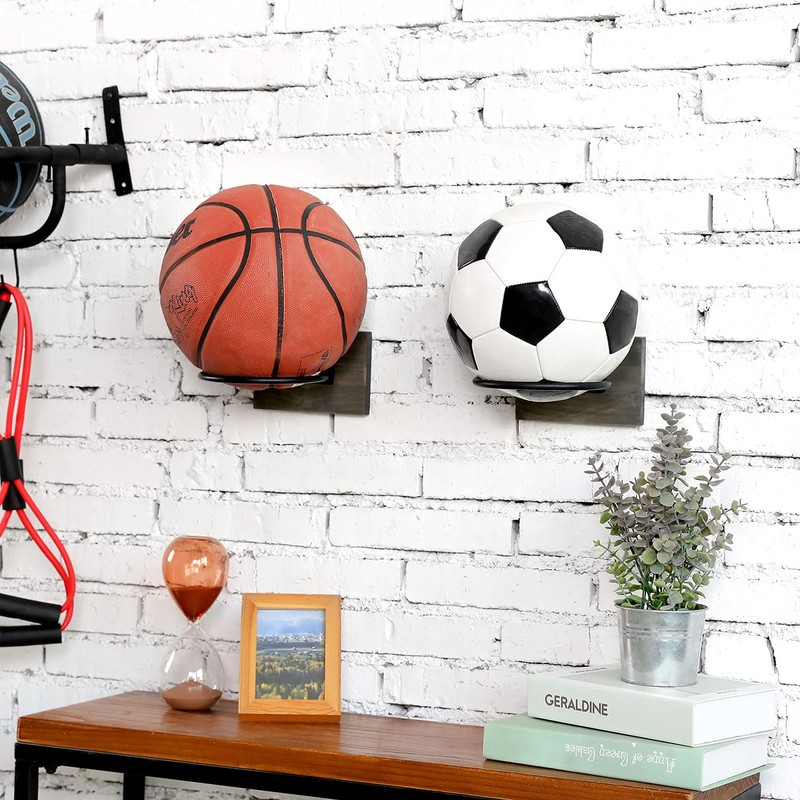 MyGift Juego de 2 Soportes para almacenar balones de Baloncesto,
