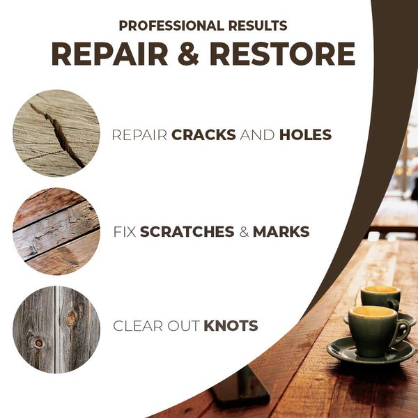 FORTIVO Wood Furniture Repair Kit, Hardwood Laminate Floor Repair Kit, Wood Floor Scratch Repair For Furniture, Wood Putty for Wood Filler, Wood Stain Touch Up, Scratch Remover, Floor Restorer