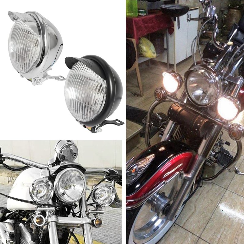 5.5" Black Motorcycle Headlight For Cruiser Chopper Cafe Racer Bobber