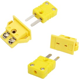 Youmile 2 Pcs K-Type Thermocouple Panel Mount Miniature Female Male and Female Yellow Mini Connector