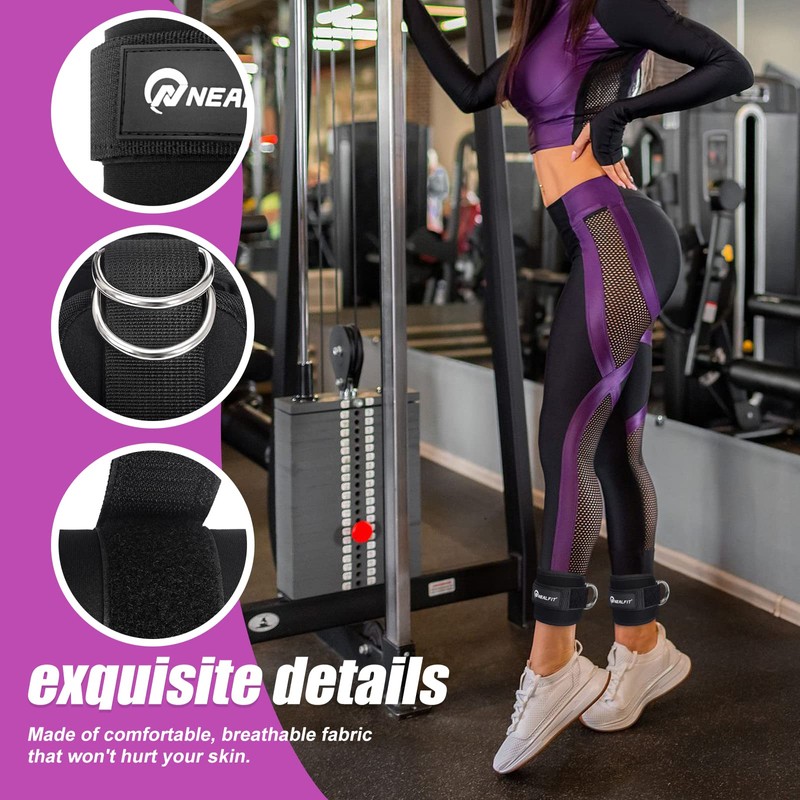 NEALFIT Ankle Strap for Cable Machine, Gym Ankle Cuff for