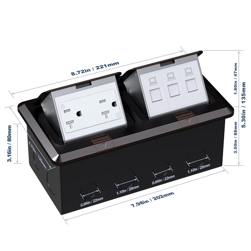 Dual Pop-Up Floor Box Electrical Kit (TR-20A, Oil Rubbed Bronze)…