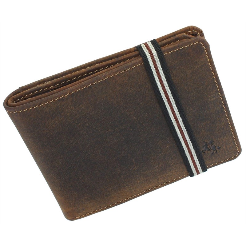VISCONTI Leather Wallet with Elastic Closure RFID Blocking and Tap