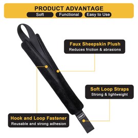 Ayaport Soft Tie Cover Set Include 4 pcs Synthetic Sheepskin Plush Covers and 4 pcs Soft Loop Tie Down Straps for Protecting Motorcycle, Dirt Bike, ATV, UTV etc. 1"x15"