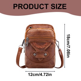 AdiStylinno Crossbody Phone Bags for Women, Small Vintage Soft Leather Crossbody Bag with Headphone Jack, Cellphone Purse Small Shoulder Bags with Detachable Shoulder Strap (Brown)