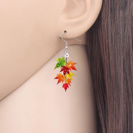 DOWAY Acrylic Fall Maple Leaf Earrings Plant Dangle Cute Fall Jewellery Autumn Gifts for Women Mom Nature Lovers Accessories for Outfit (Orange)