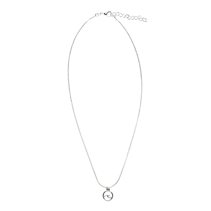 Small Silver Stainless steel wave charm necklace