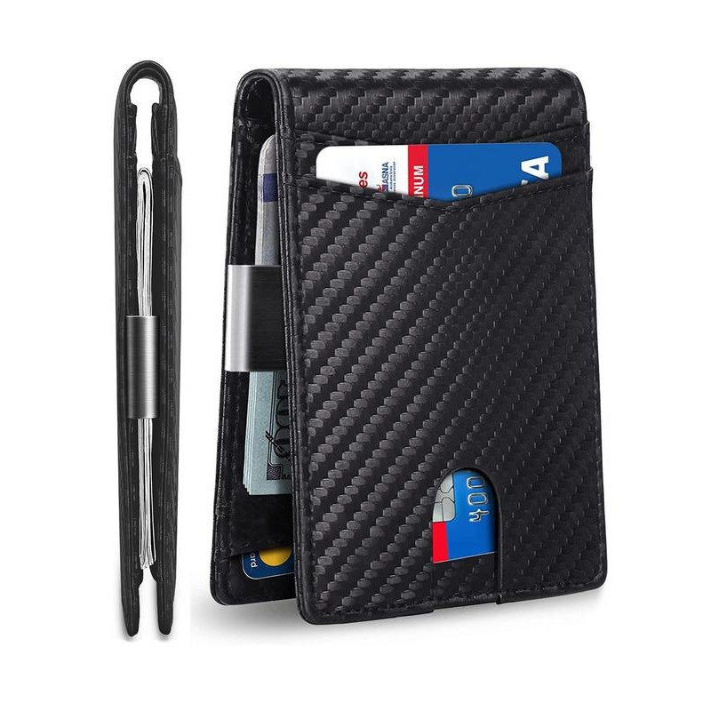 Men's Carbon Fiber Pattern Wallet, Ultra-thin Minimalist Multi Card Slot