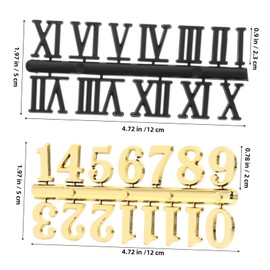 TEHAUX 4 Sets DIY Clock Numbers of Roman Arabic Style Wall Clock Numerals Durable Easy Installation for Home Decor Office Commercial Use