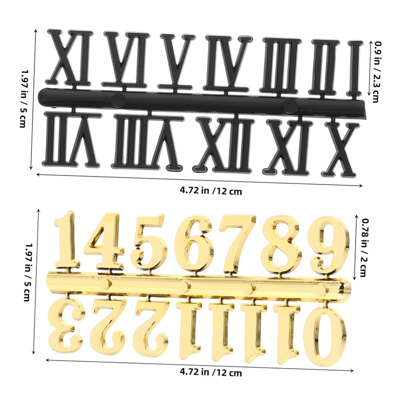 TEHAUX 4 Sets DIY Clock Numbers of Roman Arabic Style