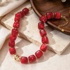 Forgreafa Red Chunky Beaded Necklace for Women Vintage Ruby Burgundy