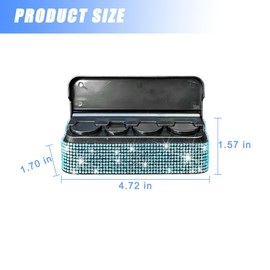 Bittwee Bling Car Coin Holder, Crystal Rhinestone Vehicle Change Organizer Box, Portable Diamond Automotive Storage Coin Money Dispenser Accessories, Universal for SUV, Sedan, Truck (Blue)