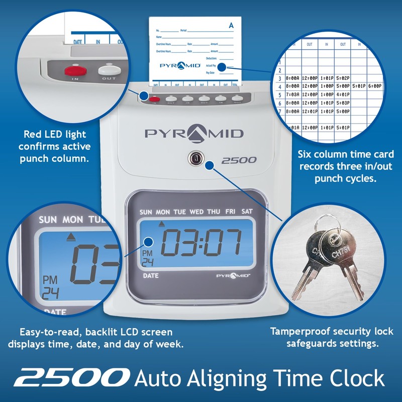 Pyramid Time Systems Small Business 2500 Time Clock Bundle, Unlimited