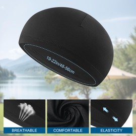 SUXEOTS 2 Pack Skull Caps for Men Women, Beanie Hats Under Helmet Liner of Bicycle and Motorcycle, Sports Cycling Sweat Hats for All Seasons Black