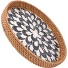 AN68 11.8 inches Round Rattan Serving Tray with Mother of