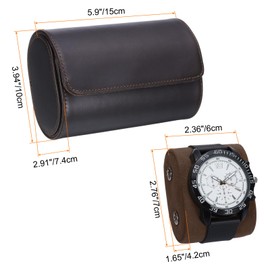 sourcing map Watch Roll Travel Case 2 Slots Portable Leather Storage Cases for Men and Women, Watches Storage Organizer with Removable Pillows for Traveling, Display, Home Storage, Coffee