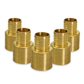 Supply Giant QTGB3434-5 Female Sweat Copper Adapter X Pex Barb Pipe Fitting, 3/4'' x 3/4'', Brass, 5 pack