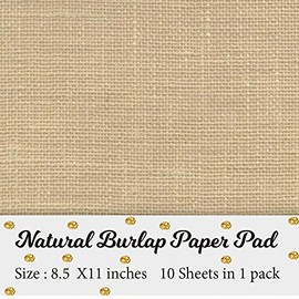 Printable Natural Burlap Paper Pad | Burlap scrapbooking supplies | Laminated Burlap Paper for Burlap Prints | Burlap card stock - Size 8.5 inches x 11 inches - 10 sheets in 1 pack