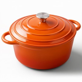Miereirl 6 Quart Enameled Dutch Oven Pot with Lid, Cast Iron Dutch Oven with Dual Handles for Bread Baking, Cooking, Non-stick Enamel Coated Cookware (Orange)
