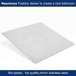 NearMoon Rain Shower Head With Shower Arm, Ceiling Mount Square Shower, Stainless Steel Ceiling Rainfall Showerhead- Waterfall Full Body Coverage (16 Inch, Chrome Finish)