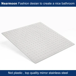 NearMoon Rain Shower Head With Shower Arm, Ceiling Mount Square Shower, Stainless Steel Ceiling Rainfall Showerhead- Waterfall Full Body Coverage (16 Inch, Chrome Finish)