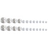 White Press on Toenails Short Square Fake Toenails Silver Edge