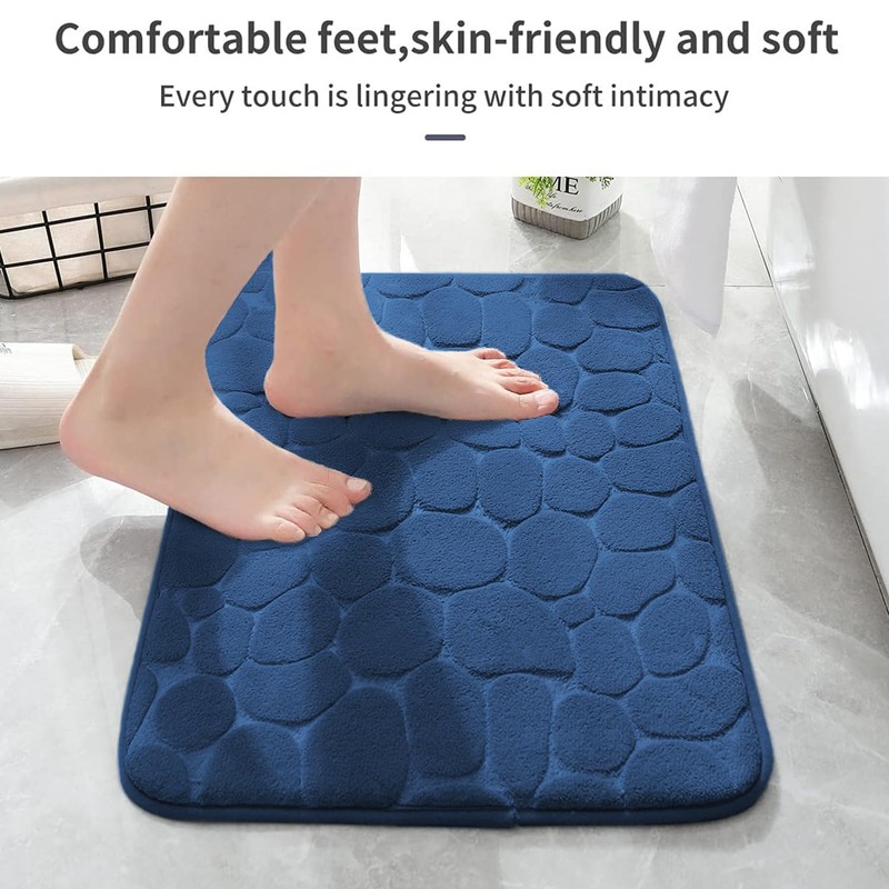 YIHOUSE Memory Foam Bath Mat Cobblestone Bathroom Rug Non Slip