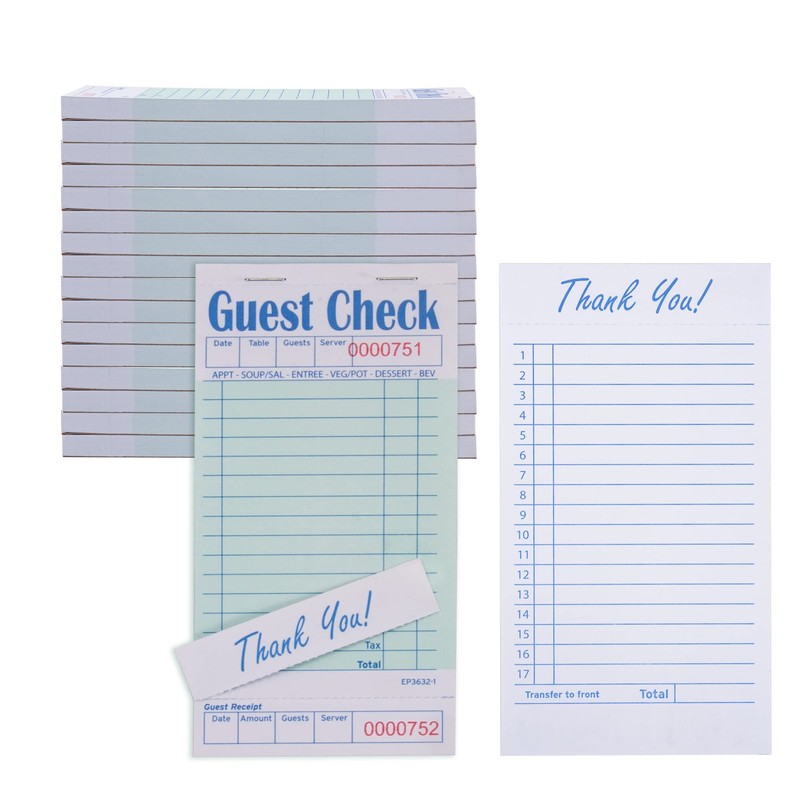 DGBDPACK Guest Checks Server Note Pads, 1000 Total Waitress Notepad