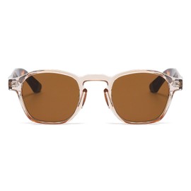 WHHJM Unisex Vintage Retro Round Style Tinted Sunglasses for Men Women Fashion Sun Glasses UV400 Protection (Transparent &Tortoise/G15 Lens)