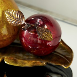 Deco 79 Metal Fruit Decorative Sculpture Decorative Home Decor Statue with Platter, Accent Figurine 7" x 4" x 19", Red