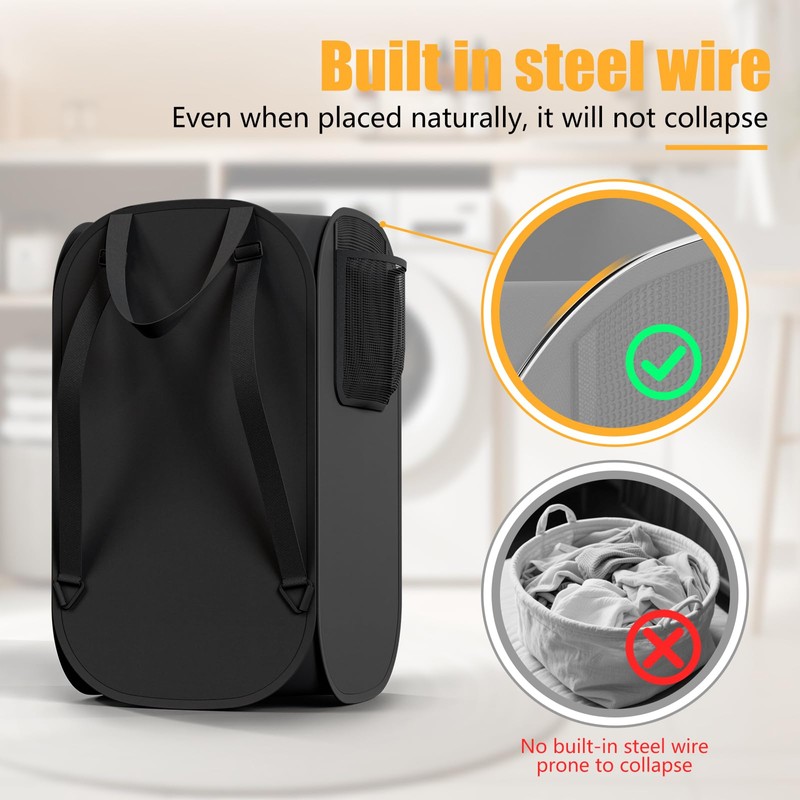 Collapsible Backpack Laundry Bag Made by Strong Polyester Oxford Cloth,