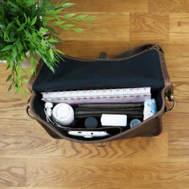 LECONI small shoulder bag handbag genuine cow leather women cross-body bag vintage look 26x20x8cm mud LE3041-wax