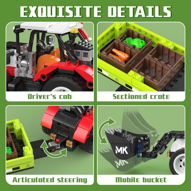 Mould King 24093 Farm Wheel Loader Building Sets, 504+ Pieces