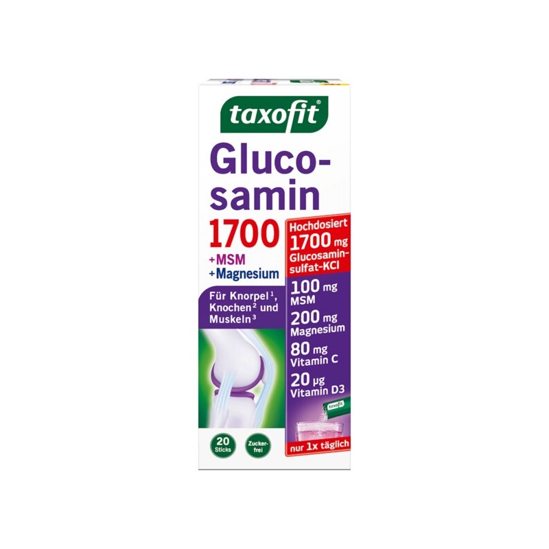 탁소피트 taxofit 글루코사민 1700+MSM+마그네슘 스틱 20개 80g Taxofit Glucosamine 1700