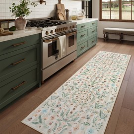 Lahome Insect Botanical 2'6"x8 Washable Black Hallway Runner Rug,Kitchen Runner Rugs Non Skid Bathroom Carpet Runner,Soft Non-Slip Indoor Rug Runners for Entryway Laundry Bedroom(Black,2'6"x8)