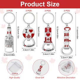 Guiqulai 12 Pcs Canada Keychain, Canada Souvenirs Bottle Opener Souvenirs from Canada Maple Leaf Key Chain Canada Flag Keychain Canadian Souvenirs for Friends Family Colleague Women Men