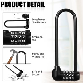 Shimeyao 4 Pieces 6 Inch Long Shackle Combination Lock 4 Digit Outdoor Waterproof Padlock with Resettable Code for School Gym Locker, Sports Locker, Fence, Gate, Toolbox, Case Storage, Black
