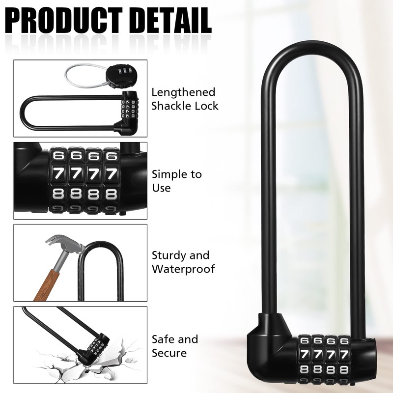 Shimeyao 4 Pieces 6 Inch Long Shackle Combination Lock 4