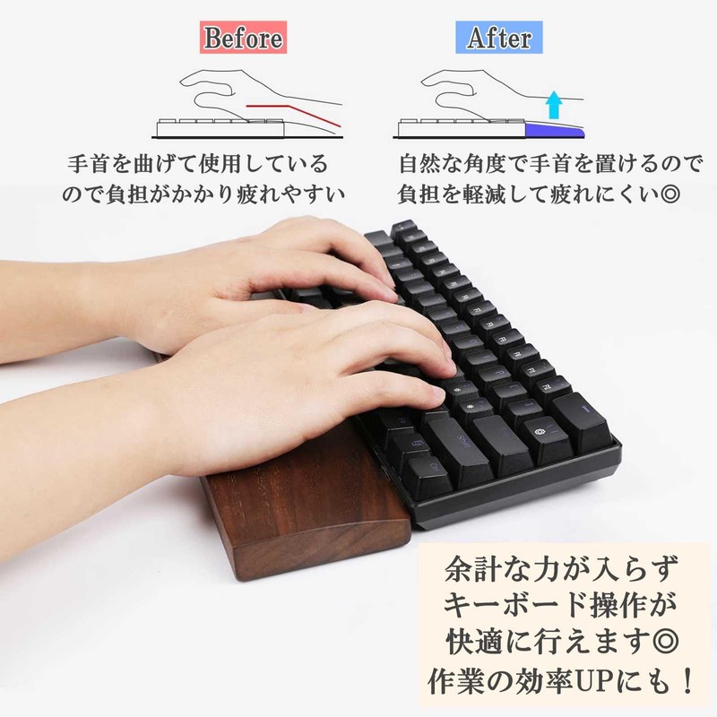 Lunari Wooden Wrist Rest Armrest with Anti-Slip Walnut Palm Rest