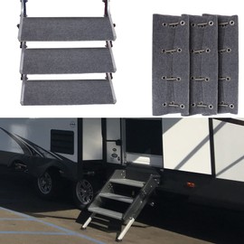 weruisi RV Step Covers 3 Pack RV Step Rugs Camper Stair Rugs for Radius Steps Keep Your RV Cleaner Works on Electrical and Manual RV Steps (22" Wide)