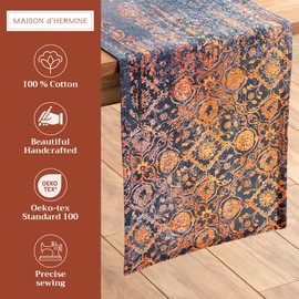 Maison d' Hermine Tablerunner 100% Cotton Table Runner Decorative Table Runners, Home, Wedding, Buffet & Camping, Imperfection (Single Layer) - Thanksgiving/Christmas(14.50"x72")