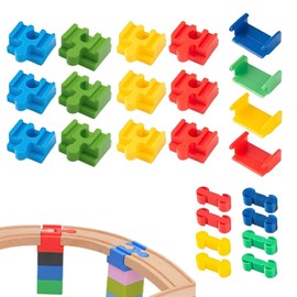 Lyivisk Wooden Train Rail Adapter Wooden Train Connectors Pack of 24 Plastic Rail Connectors Toy Accessories for Children Aged 3-7