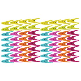 64 Plastic Clothespins w/ 6 Bright Colors - Clothes Pin, Laundry, Bag Clip, Chip Clip, Sealer, Ect.