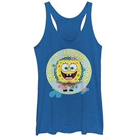 Fifth Sun Spongebob Squarepants Bring it Around Women's Racerback Tank Top, Royal Blue Heather, X-Large