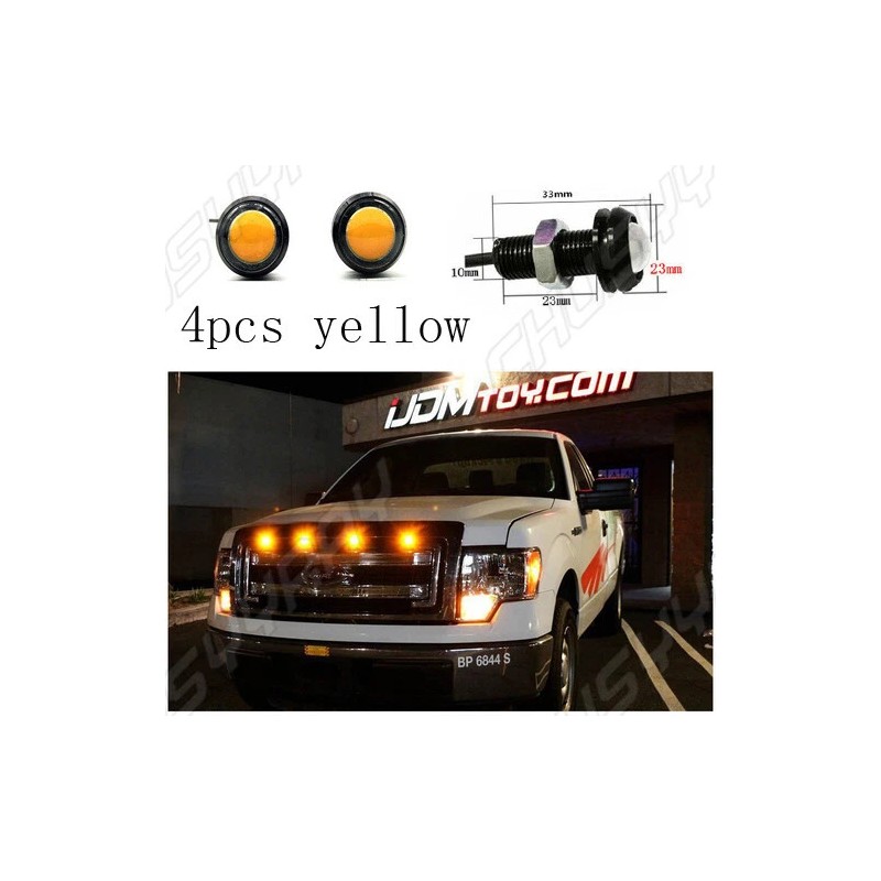 SYJIIP 4x Amber LED Grille Fog Lights Raptor Style For