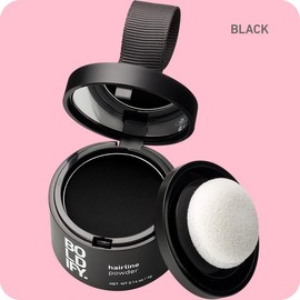 BOLDIFY Hairline Powder - Root Touch Up Hair Color for Gray Coverage - Bald Spot Concealing Hair Powder for Women & Men - 48-Hour Stain-Proof - Trending on TikTok - Haircare:_Black_10g & 4 Ended Brush